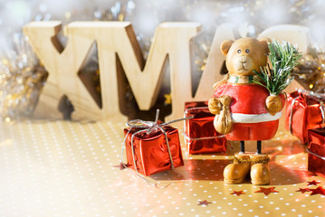 Toy bear with Christmas tree
