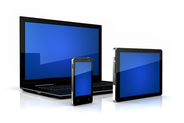 Touch-screen family - digital tablet, phone and laptop