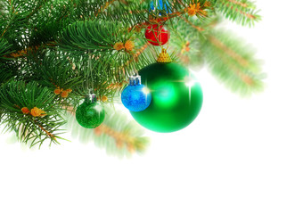 Christmas decoration-glass ball on fir branches.