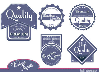 Blue quality labels.Vector illustration.