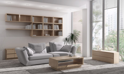 Interno con divano e finestre