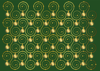 Deep greeb and gold and christmas balls