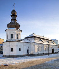 Naklejka premium Refectory church of Saint Michael cathedral in Kiev in snow