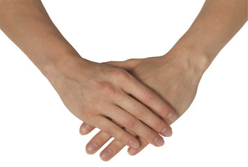 feminine hands on each other