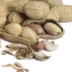 half peeled peanut