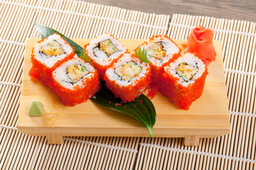 Japanese sushi  Roll made of Smoked fish