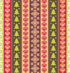 Colorful striped background with christmas motifs