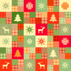 Decorative seamless christmas pattern patchwork style