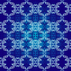 Fototapety  Ozdobne bezszwowe tło w klasycznym stylu w kolorze niebieskim