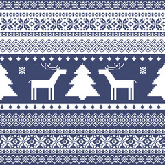 Seamless knitted ornamental pattern traditional christmas motifs - 36874959