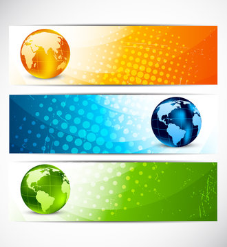 Set of banners with ball