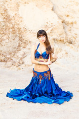 Obraz premium Belly dancer in blue lingerie.