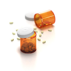 Pills poured out of a package