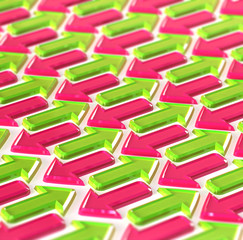 Abstraction made of pink and green arrows
