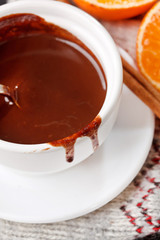 hot chocolate with mandarin and cinnamon