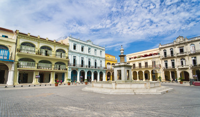 Panorama of Old Havana plaza Vieja, Cuba