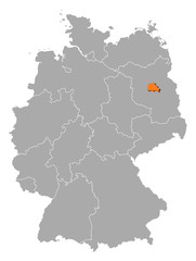 Map of Germany, Berlin highlighted