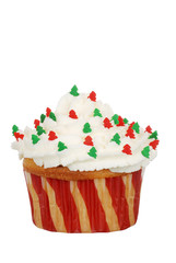Isolated christmas tree cupcake
