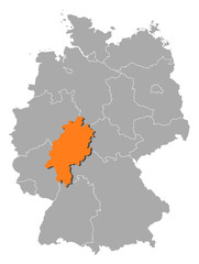 Map of Germany, Hesse highlighted