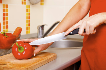 Woman preparing salad