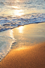 Sandy Beach At Sunrise