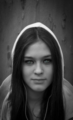 Portrait of beautiful girl in monochrome