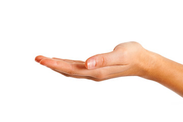 Empty hand isolated on white background