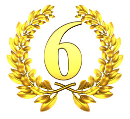 six number laurel wreath
