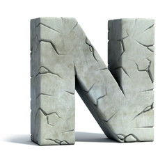 letter N cracked stone 3d font