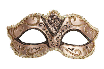 The original bronze festive carnival mask on white background