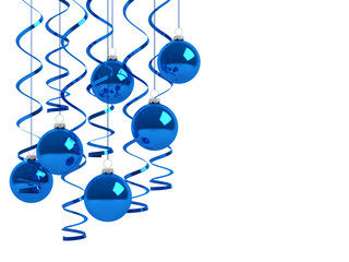Christmas balls on white background.