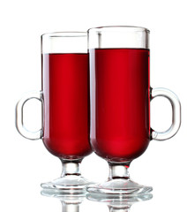 mulled wine in the glasses isolated on white
