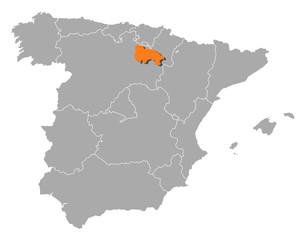 Map of Spain, La Rioja highlighted