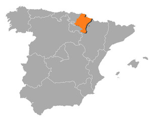 Map of Spain, Navarre highlighted