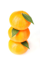 Ripe tasty tangerines isolated on white