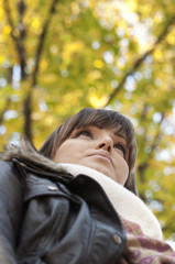 Portrait of joyful woman in nature
