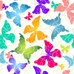 Fototapeta na wymiar Colorful butterflies. Seamless pattern