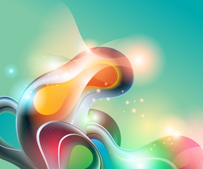 Abstract background with transforming shining forms. Vector