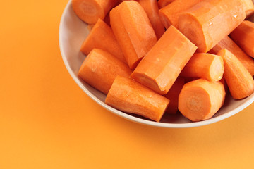 Healthy food, fresh chopped carrots