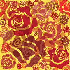 seamless pattern of red roses - sketch illustration