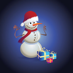 Christmas theme with snowman - illustration