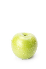 fresh green apple, green apple with water drops on surface.