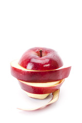 peal apple, red apple pealed and sliced put back to round shape.