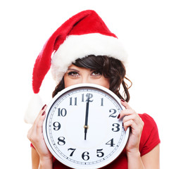 santa girl with clock
