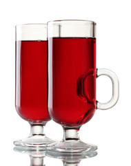 mulled wine in the glasses isolated on white