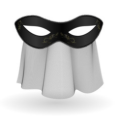 black carnival half-mask and veil