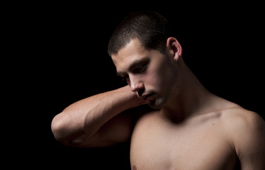 Naklejka premium Serious young men with piercing