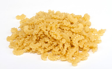 close up of a dried italian pasta on white background