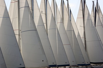 Naklejka premium sailing boat Yacht Sails main and genoa with nobody