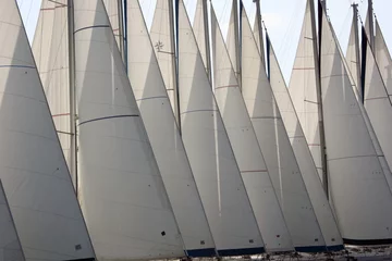 Fototapete Segeln Segelboot Yacht segelt Groß- und Genua mit niemandem
